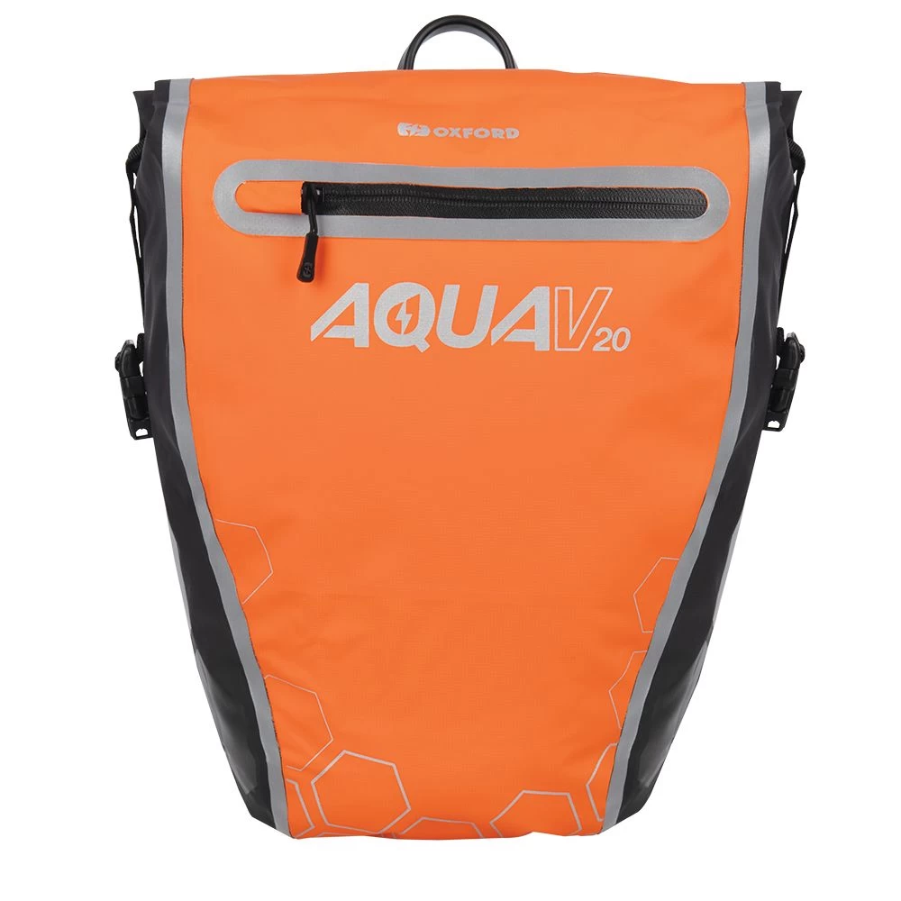 Oxford Aqua V 20 Single Quick Release Pannier Bag - Orange/Black 1 Oxford Aqua V 20 Single Quick Release Pannier Bag - Orange/Black