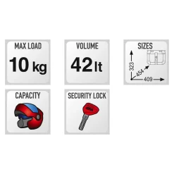 OBKN42A Trekker Outback Top Box 42ltr - Natural -Motorcycle Equipment Store obkn42 specs 1