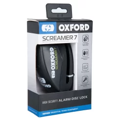 Oxford Screamer 7 Alarm Disc Lock Wit 7mm Pin - Black -Motorcycle Equipment Store oxford lk289 box