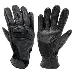 Racer Field Leather Summer Gloves - Black
