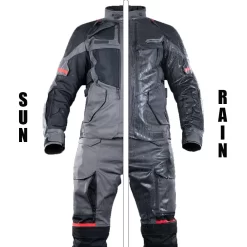 Oxford Rockland 3 In 1 Motorcycle Jacket -Charcoal/Black/Red -Motorcycle Equipment Store rockland ms jkt charcoal blk red weather