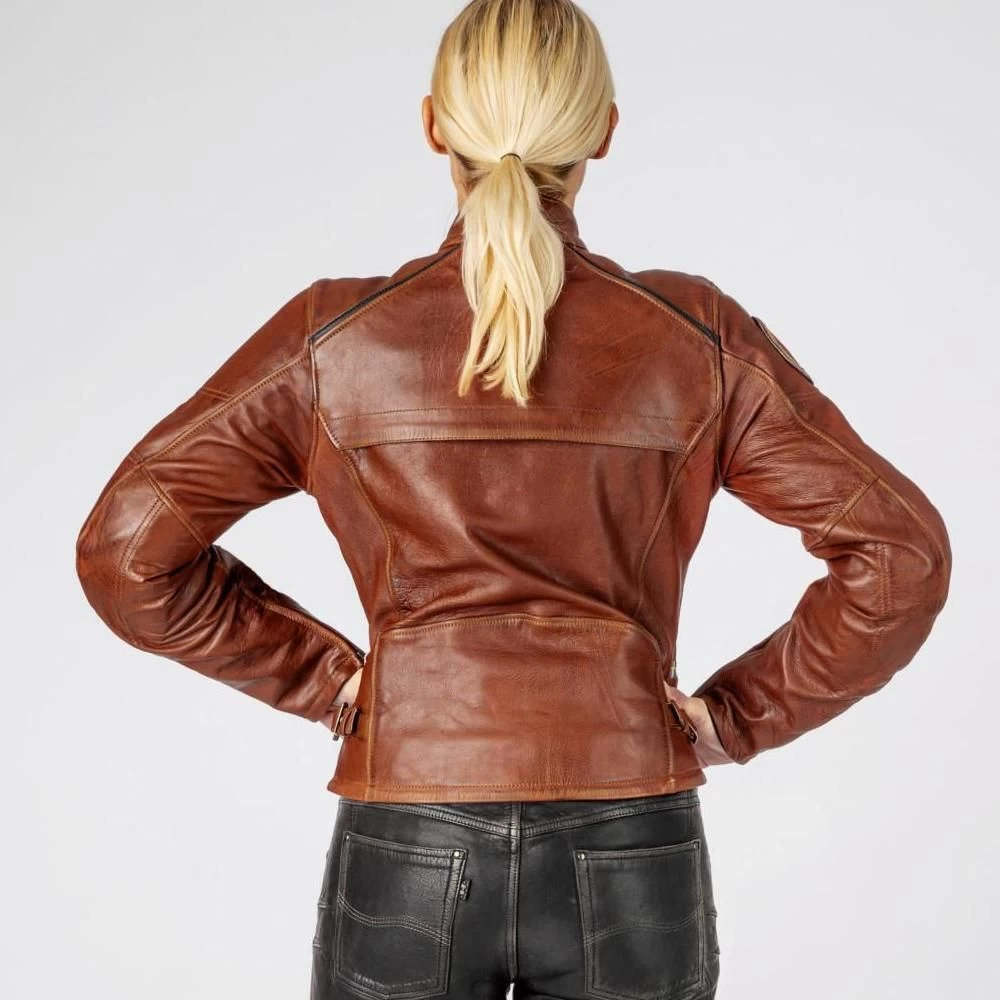 Halvarssons Nyvall Ladies Classic Brown Leather Jacket AA Rated (UK 12) 4 Halvarssons Nyvall Ladies Classic Brown Leather Jacket AA Rated (UK 12) - Image 4