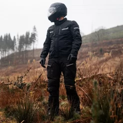 Oxford Stormland Trilaminate Motorcycle Jacket - Tech Black -Motorcycle Equipment Store stormland jacket black worn