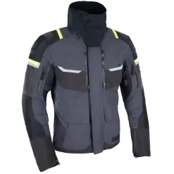 Oxford Stormland Trilaminate Motorcycle Jacket - Grey/Blk/Fluo -Motorcycle Equipment Store stormland jacket grey neck