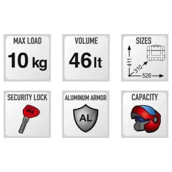 Givi TRK46N Trekker Top Case - Anodized Aluminium Finish 5 Givi TRK46N Trekker Top Case - Anodized Aluminium Finish -Motorcycle Equipment Store trk46n specs 1