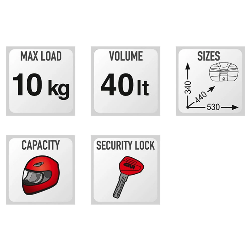 Givi V40N Top Box - Red Reflectors 4 Givi V40N Top Box - Red Reflectors - Image 4