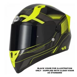 VCan H128 Helvet - Yellow -Motorcycle Equipment Store vcan helvet yellow blk visor